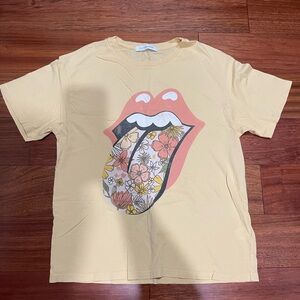 Daydreamer Rolling Stones tropical yellow tee size M